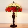 Lampe de Table en Vitrail Tiffany Rose Rouge 40 cm