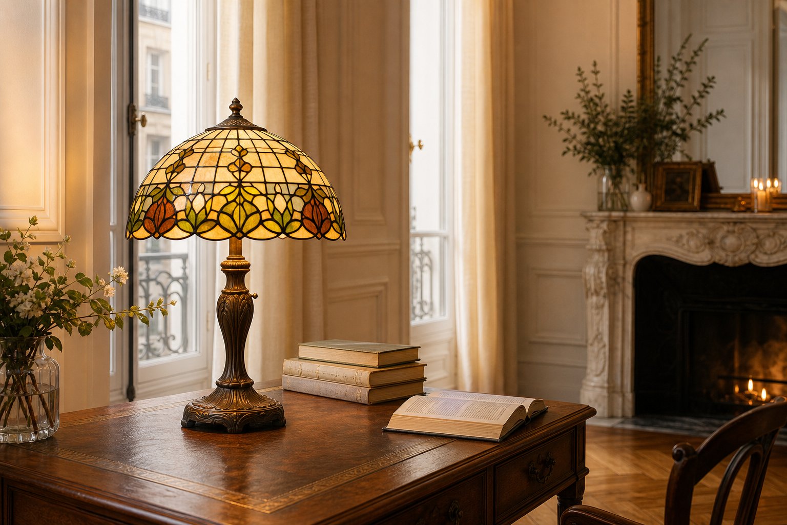 Lampe de bureau Tiffany : élégance, lecture et lumière chaude