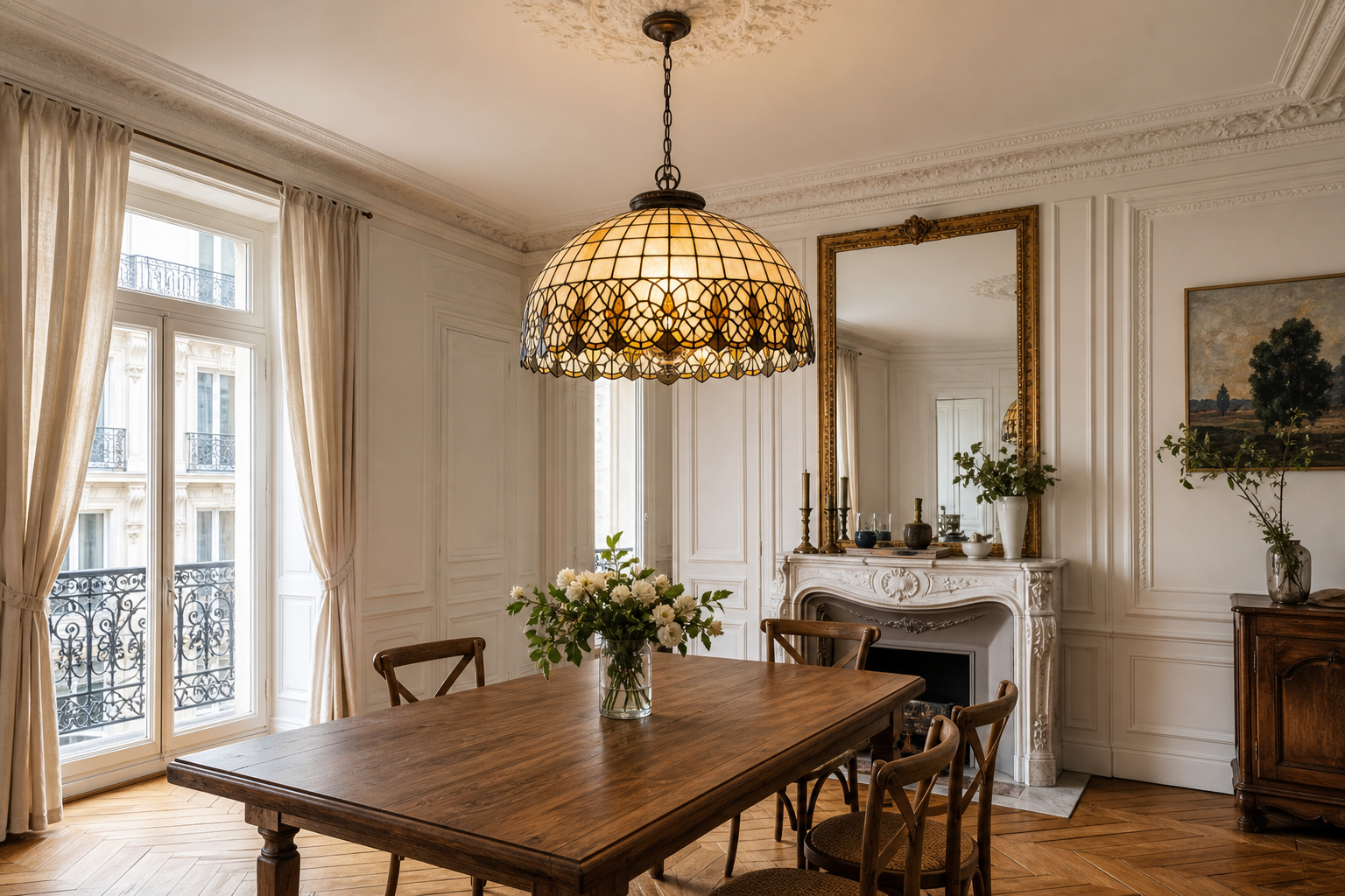 Suspensions Tiffany : trouver l’équilibre entre vitrail, plafond et ambiance